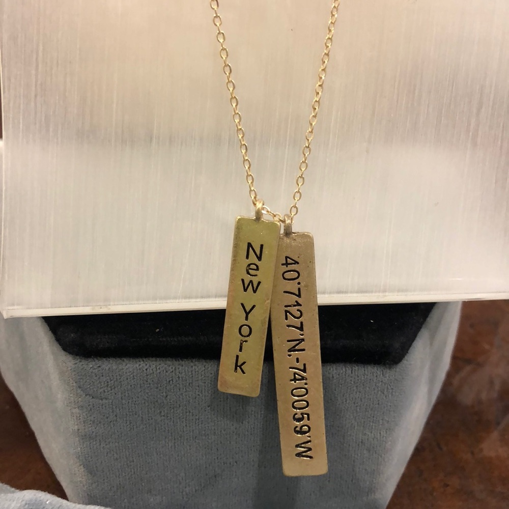 New York Longitude & Latitude Lavalier Pendants Necklace-Boutique